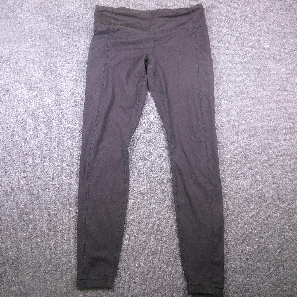Lululemon Leggings Womens 8 Black Ankle Pockets‎ Zip Back Yoga Running Athletic